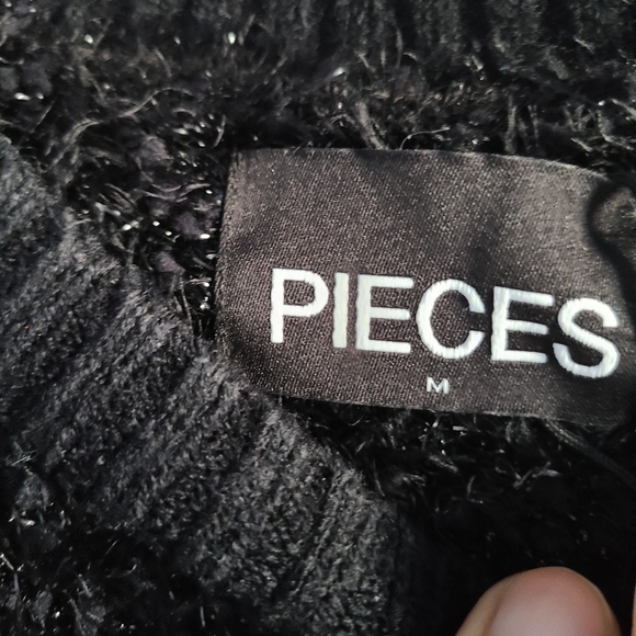 Black Fuzzy Women's Glitter Detail Sweater (Pieces) - Picture 6 of 8